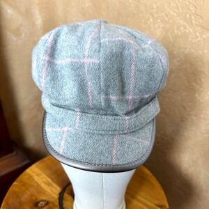 INC International Concepts Gray‎ Pink‑Plaid Newsboy Cap – One Size – NWT